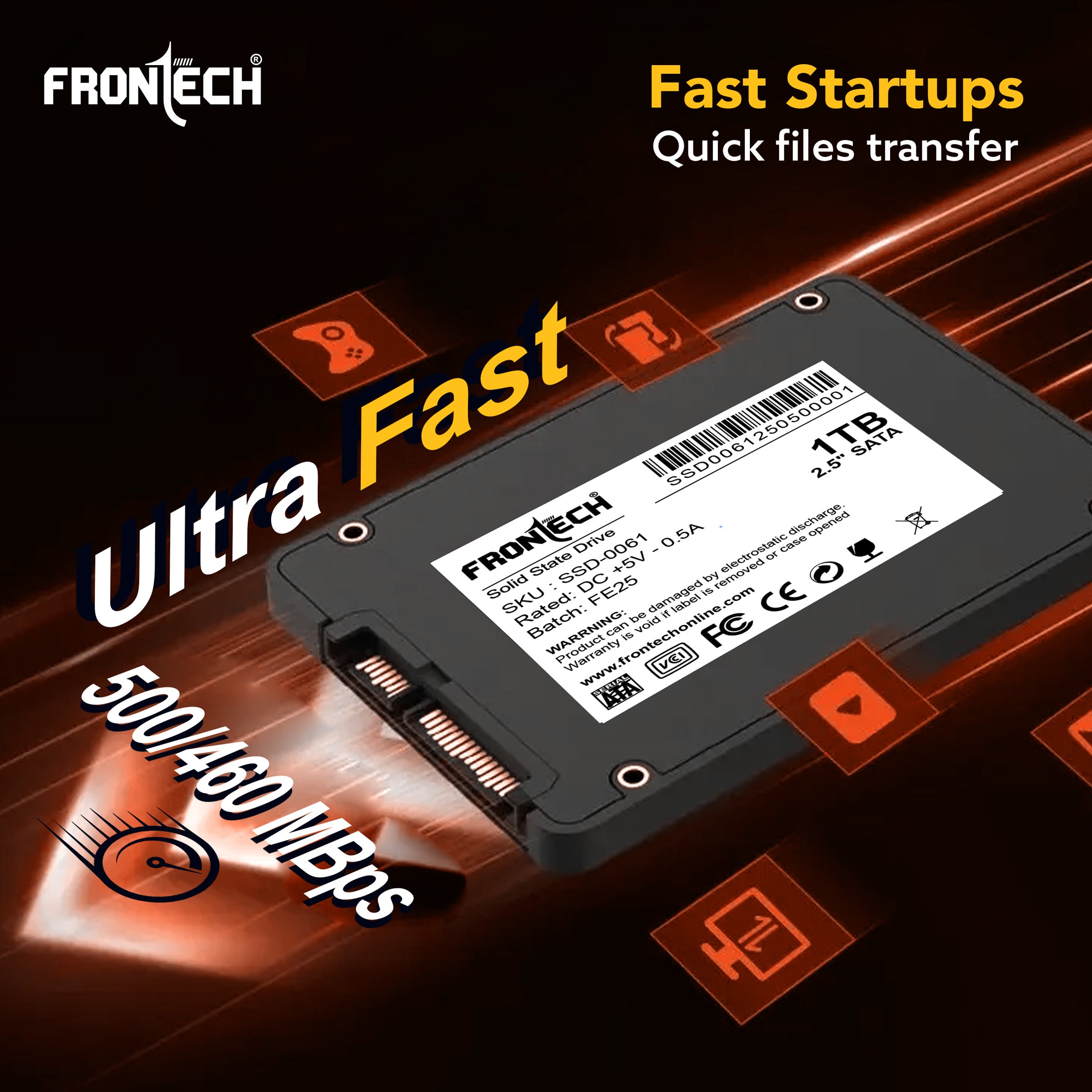 Frontech 1TB 2.5″ SATA III SSD – Up to 500 MB/s Read & 460 MB/s Write, Ultra-Slim High-Speed Solid State Drive for Gaming, Laptops & Desktops Frontech 1TB 2.5″ SATA III SSD – Up to 500 MB/s Read & 460 MB/s Write, Ultra-Slim High-Speed Solid State Drive for Gaming, Laptops & Desktops
